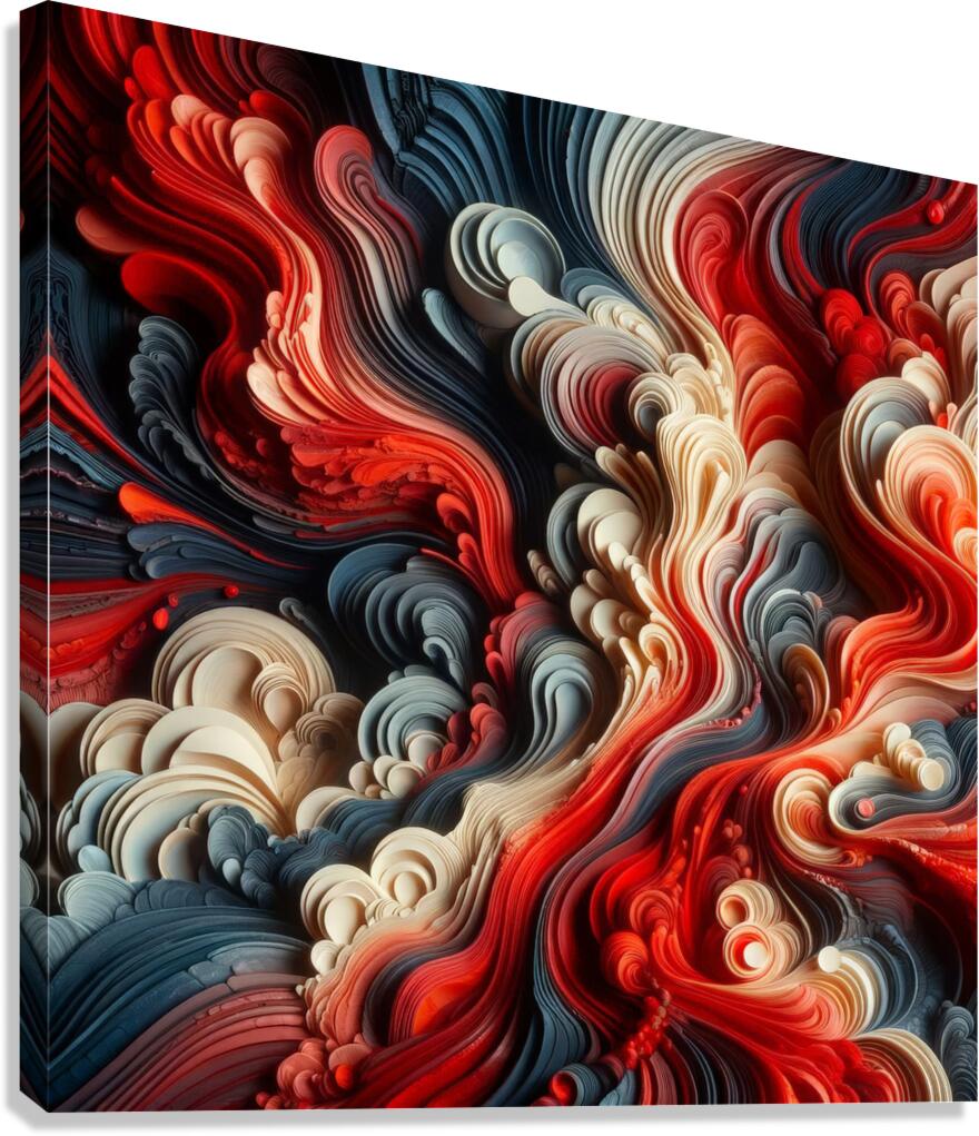 Red Abstract 3D Swirl Canvas Print