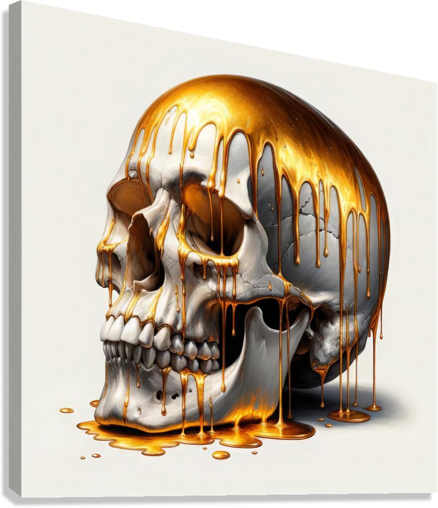 Skull Dripping Gold Canvas Print