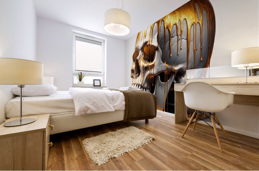 Skull Dripping Gold Mural print