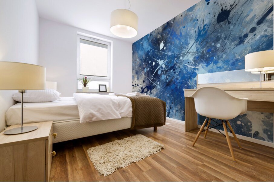 Blue Abstract Splatter Mural print