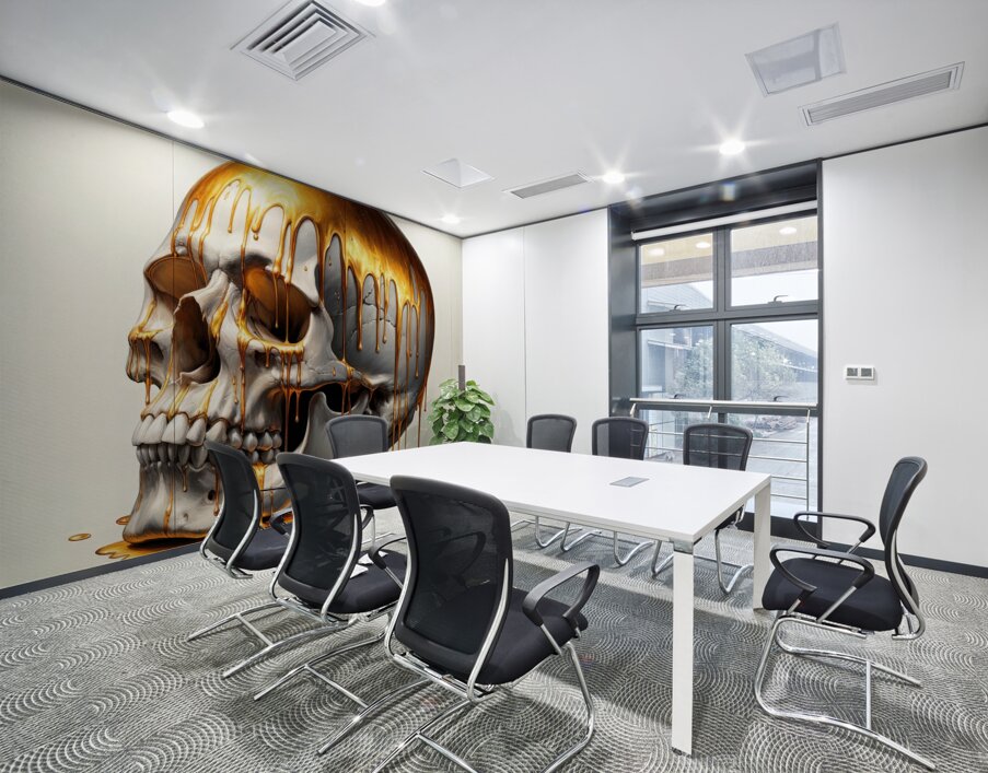 Skull Dripping Gold Wall Printing
