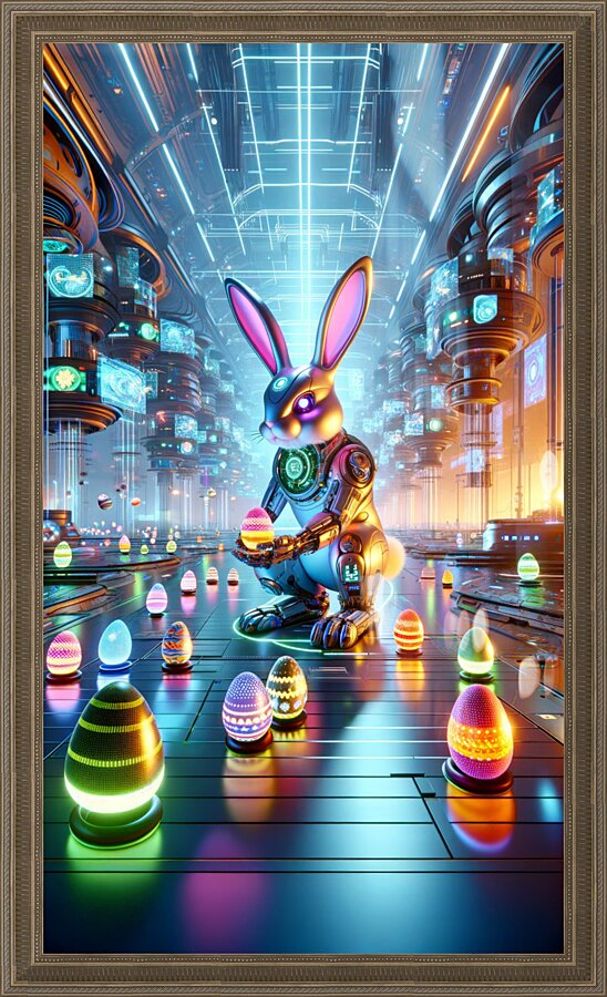 Robotic Easter Bunny Picture Frame print