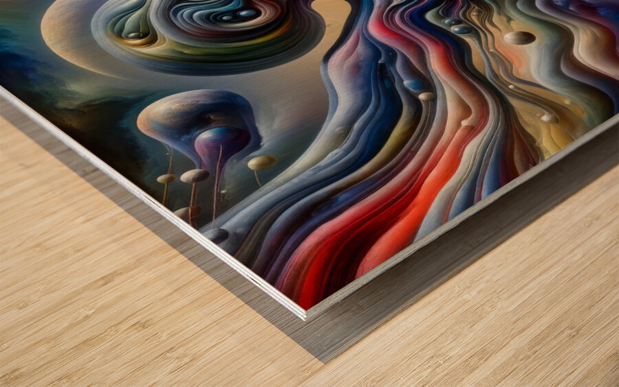 Aliens and New Moons Wood print